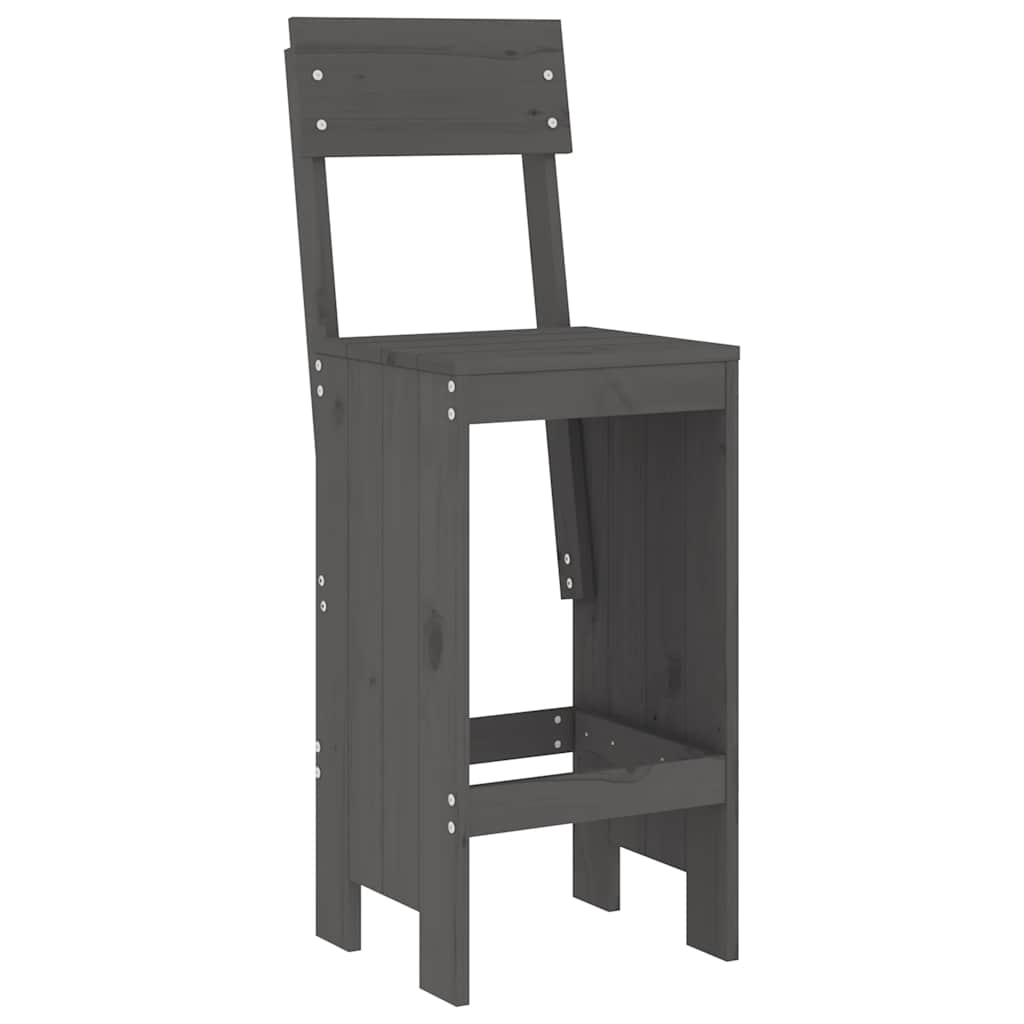 vidaXL Tabourets de bar 2 pcs Gris 40x48,5x115,5 cm Bois de pin massif