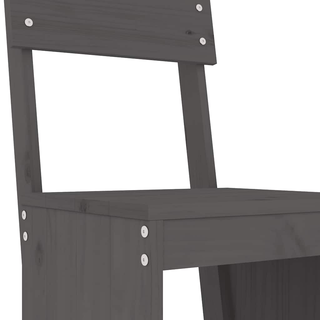 vidaXL Tabourets de bar 2 pcs Gris 40x48,5x115,5 cm Bois de pin massif