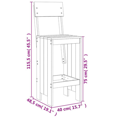 vidaXL Tabourets de bar 2 pcs Gris 40x48,5x115,5 cm Bois de pin massif
