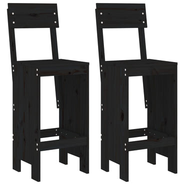 vidaXL Tabourets de bar 2 pcs Noir 40x48,5x115,5 cm Bois de pin massif