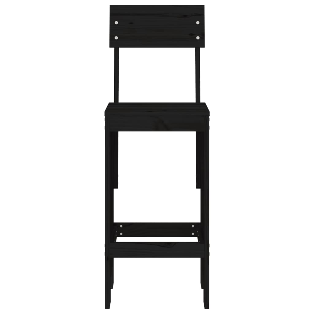 vidaXL Tabourets de bar 2 pcs Noir 40x48,5x115,5 cm Bois de pin massif