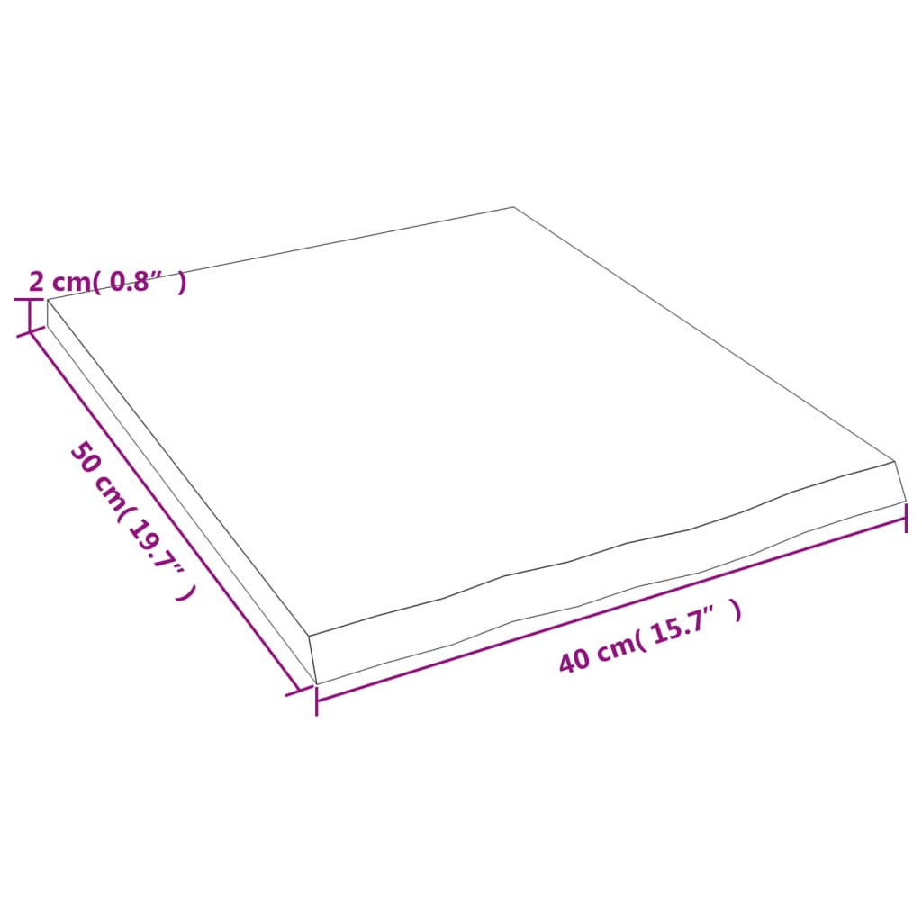 vidaXL Wandregal 40x50x2 cm Massivholz Eiche Unbehandelt