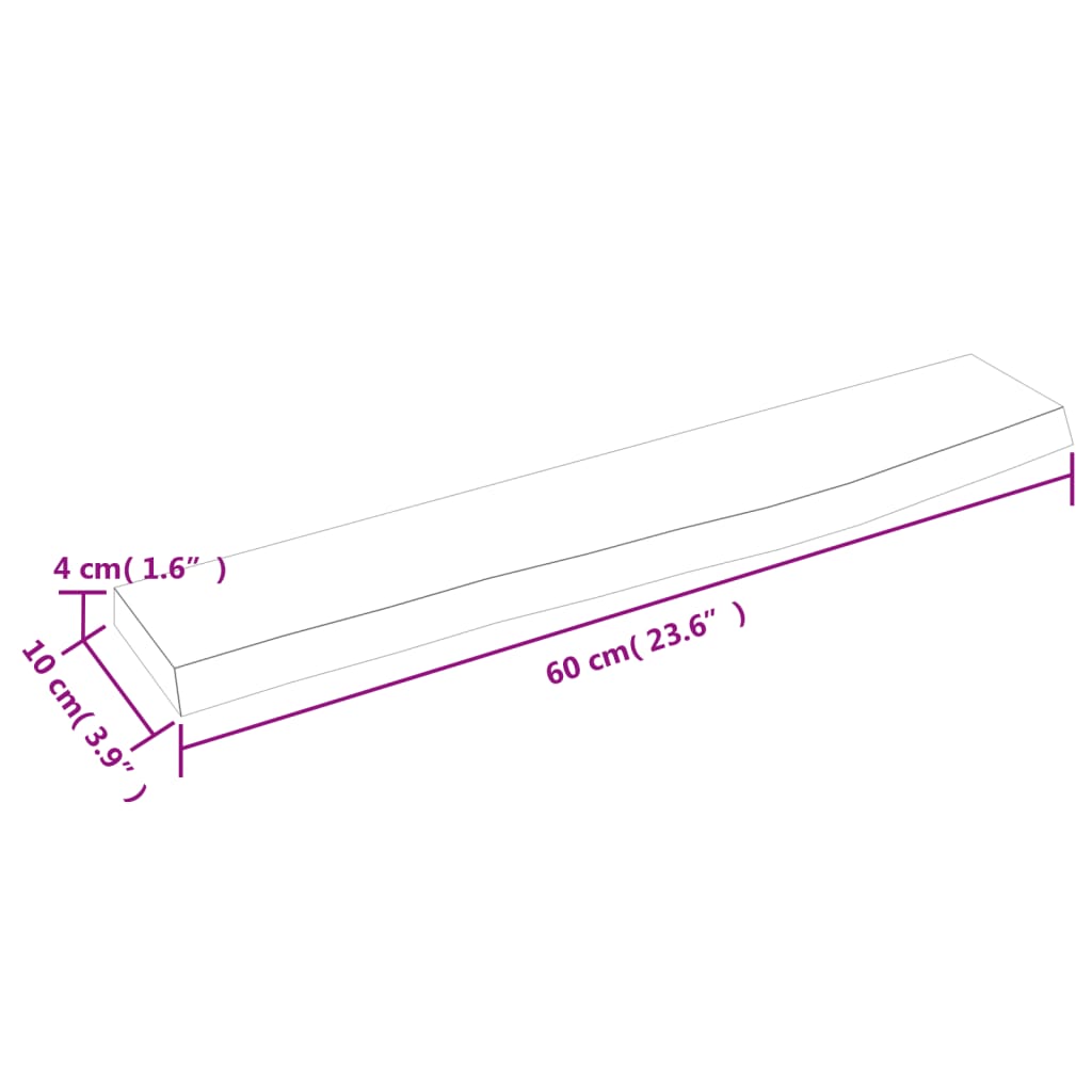 vidaXL Wandregal 60x10x4 cm Massivholz Eiche Unbehandelt