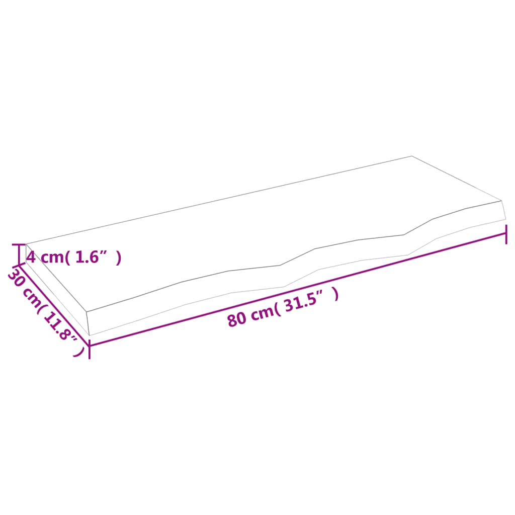 vidaXL Wandregal 80x30x(2-4) cm Massivholz Eiche Unbehandelt