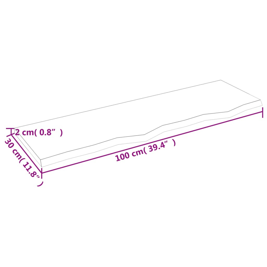 vidaXL Wandregal 100x30x2 cm Massivholz Eiche Unbehandelt