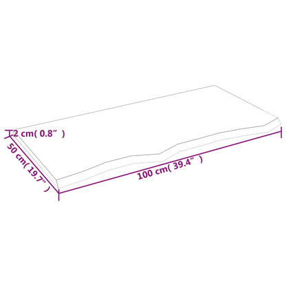 vidaXL Wandregal 100x50x2 cm Massivholz Eiche Unbehandelt