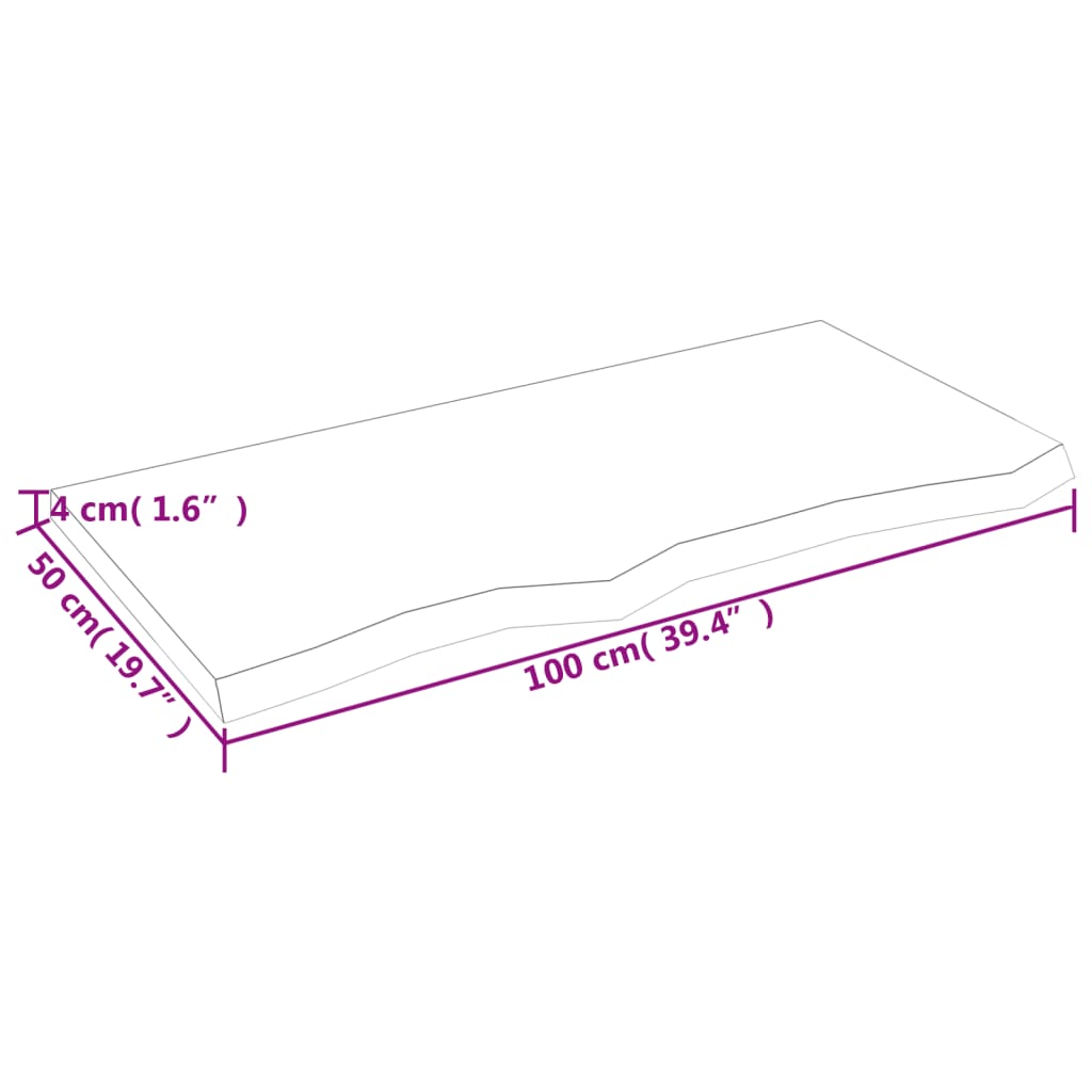 vidaXL Wandregal 100x50x(2-4) cm Massivholz Eiche Unbehandelt