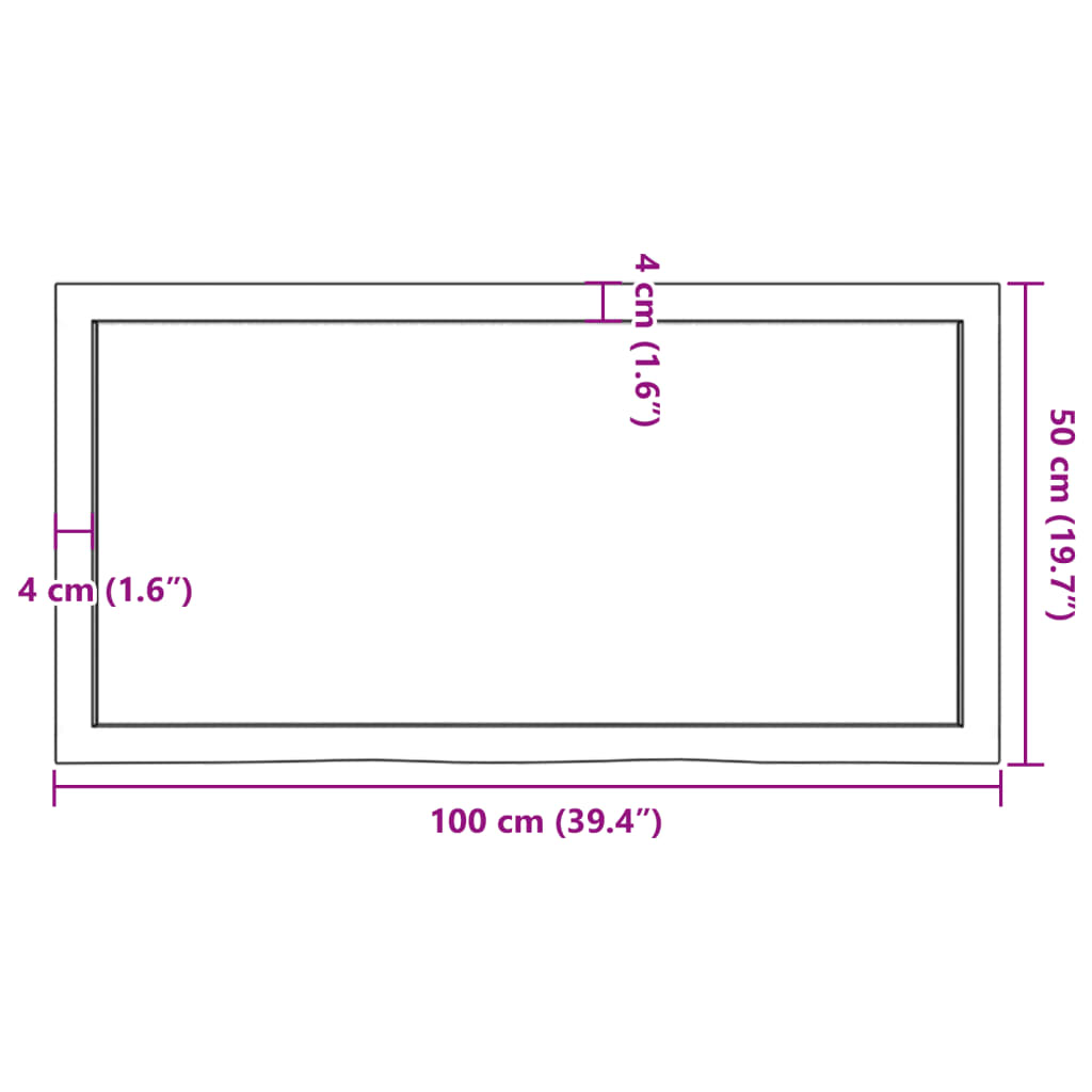 vidaXL Wandregal 100x50x(2-4) cm Massivholz Eiche Unbehandelt