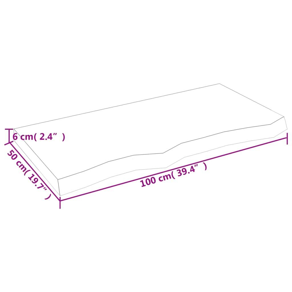 vidaXL Wandregal 100x50x(2-6) cm Massivholz Eiche Unbehandelt