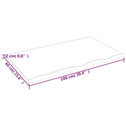 vidaXL Wandregal 100x60x2 cm Massivholz Eiche Unbehandelt