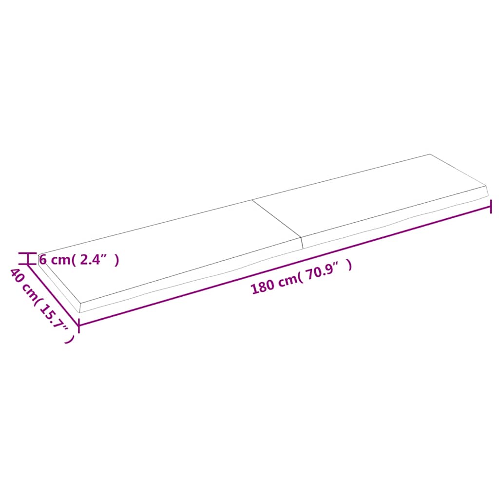 vidaXL Wandregal 180x40x(2-6) cm Massivholz Eiche Unbehandelt