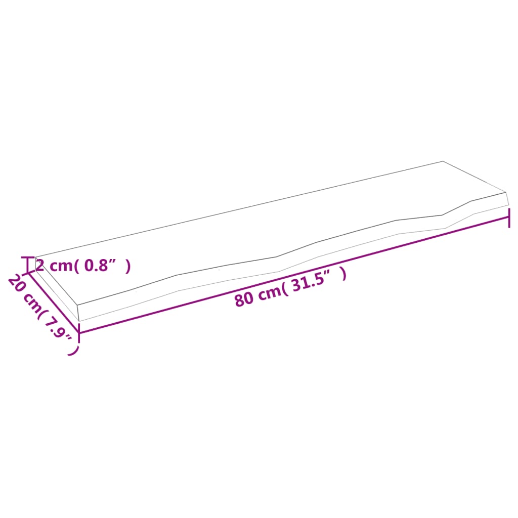 vidaXL Wandregal Hellbraun 80x20x2 cm Massivholz Eiche Behandelt