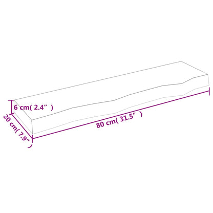 vidaXL Wandregal Hellbraun 80x20x6 cm Massivholz Eiche Behandelt