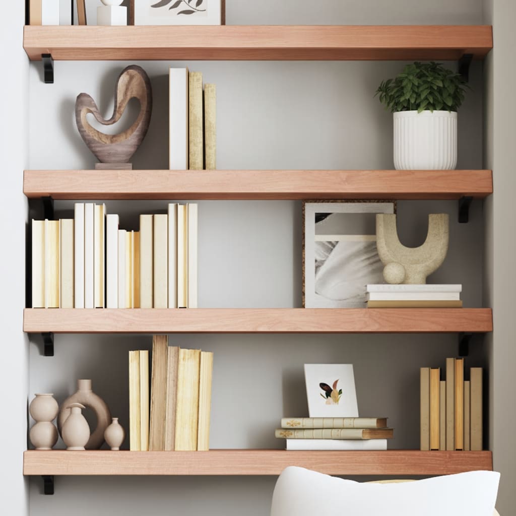 vidaXL Étagère murale marron clair 80x30x(2-6) cm en bois de chêne massif traité