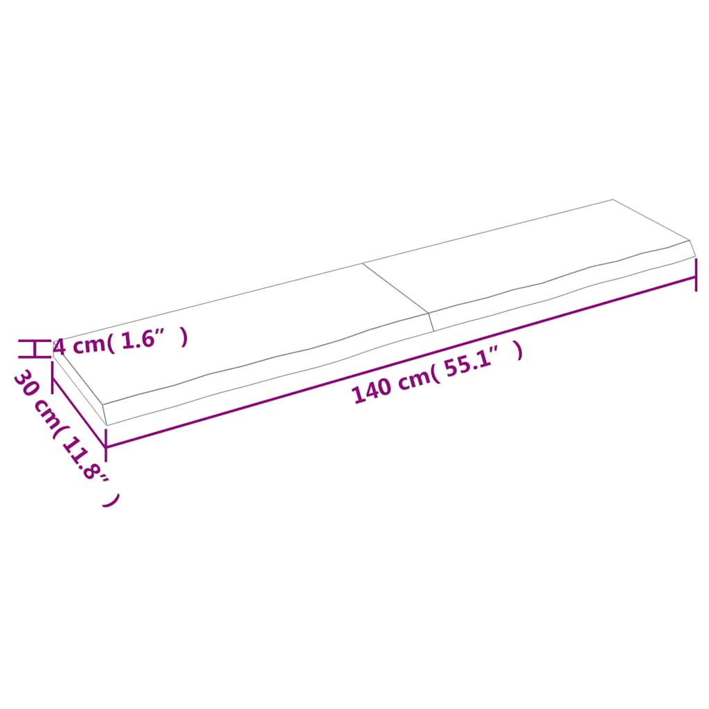 vidaXL Wandregal Hellbraun 140x30x(2-4) cm Massivholz Eiche Behandelt