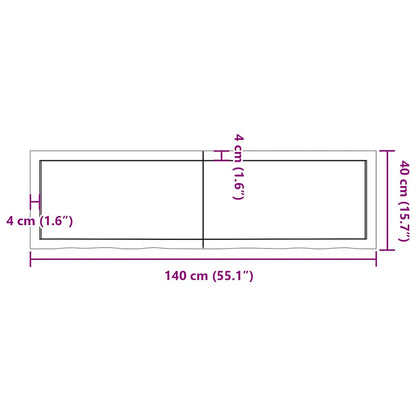 vidaXL Wandregal Hellbraun 140x40x(2-4) cm Massivholz Eiche Behandelt