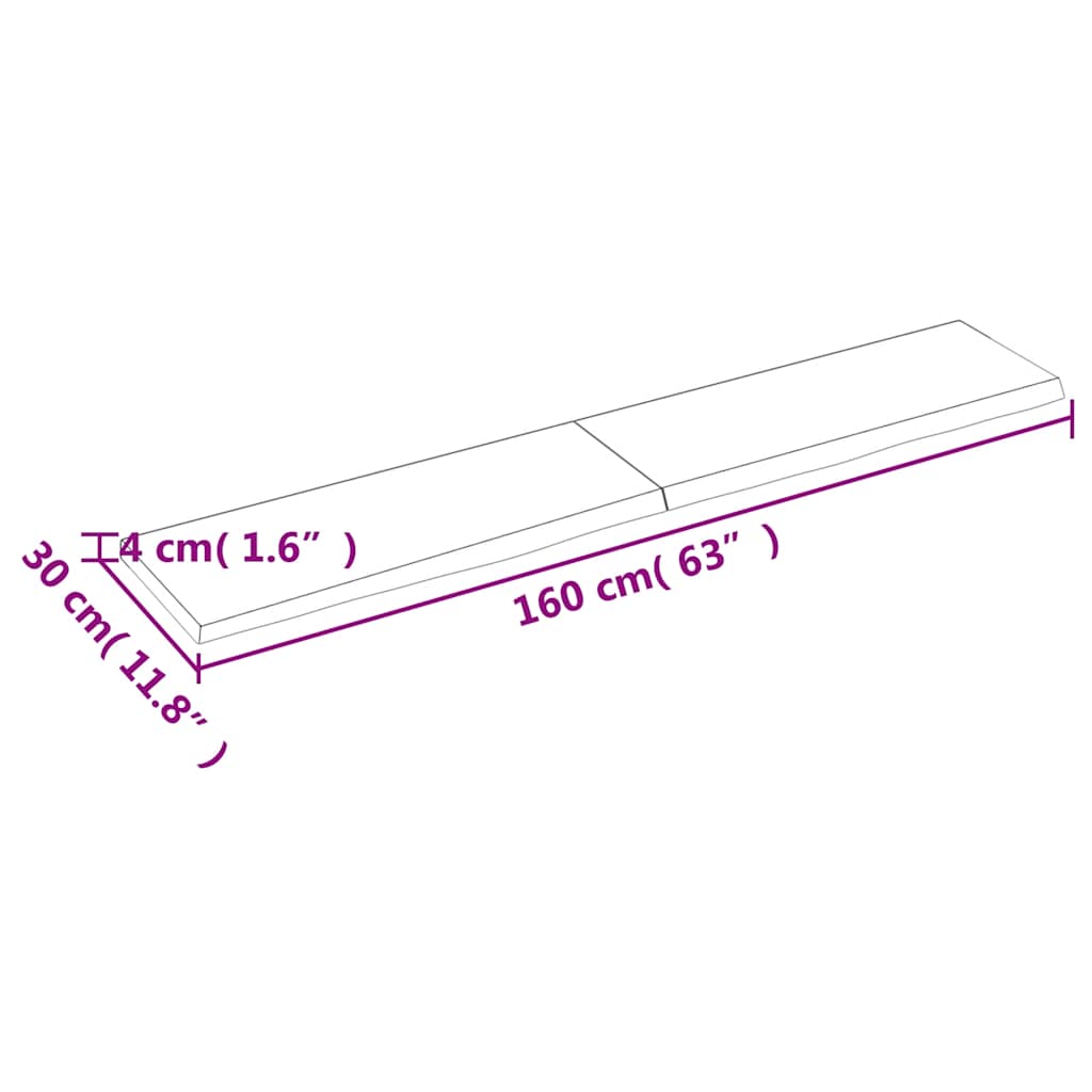 vidaXL Wandregal Hellbraun 160x30x(2-4) cm Massivholz Eiche Behandelt