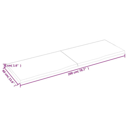 vidaXL Wandregal Hellbraun 200x60x(2-4) cm Massivholz Eiche Behandelt