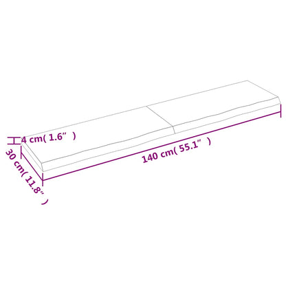 vidaXL Wandregal Dunkelbraun 140x30x(2-4)cm Massivholz Eiche Behandelt