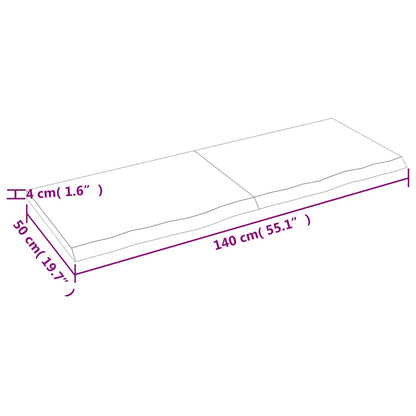 vidaXL Wandregal Dunkelbraun 140x50x(2-4)cm Massivholz Eiche Behandelt