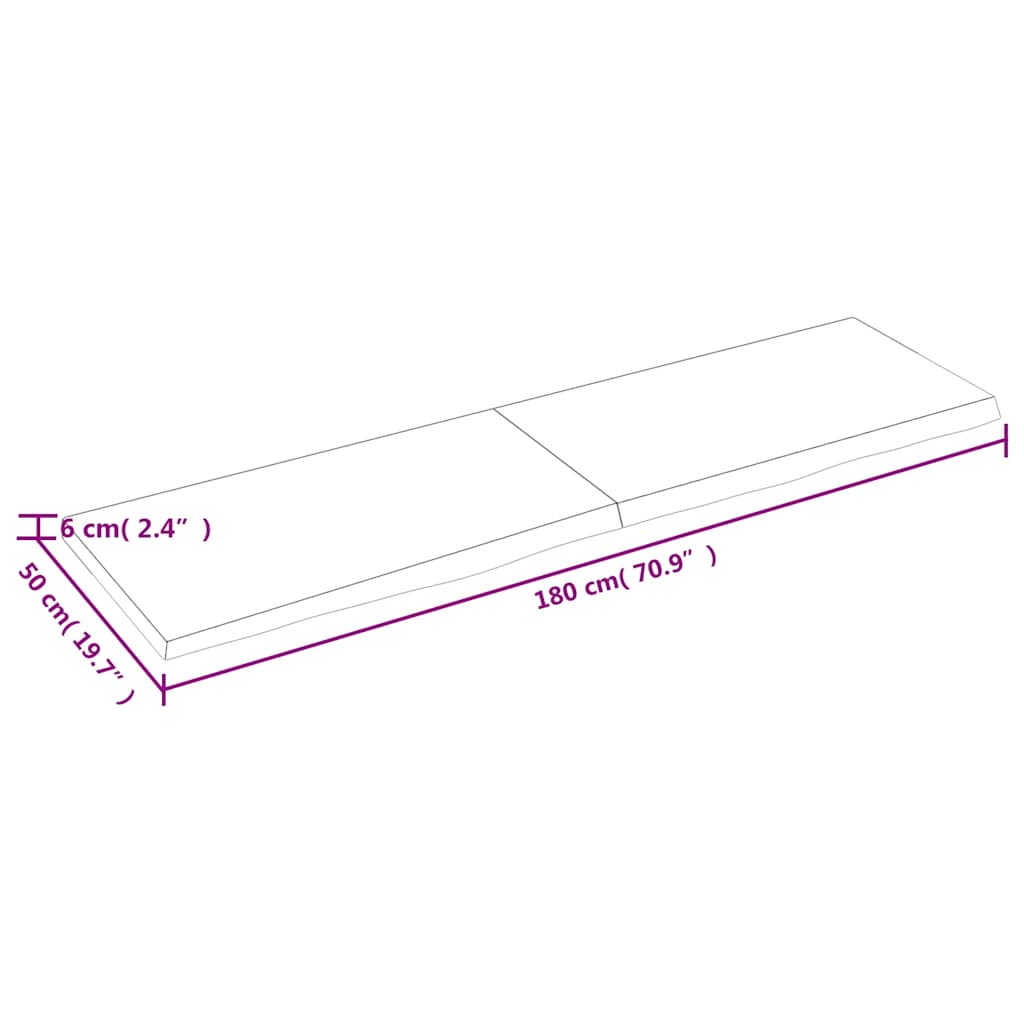 vidaXL Wandregal Dunkelbraun 180x50x(2-6)cm Massivholz Eiche Behandelt