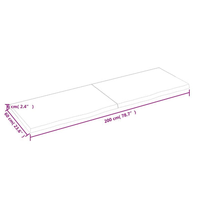 vidaXL Wandregal Dunkelbraun 200x60x(2-6)cm Massivholz Eiche Behandelt