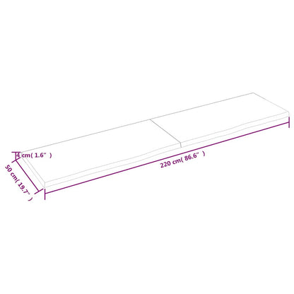 vidaXL Wandregal Dunkelbraun 220x50x(2-4)cm Massivholz Eiche Behandelt