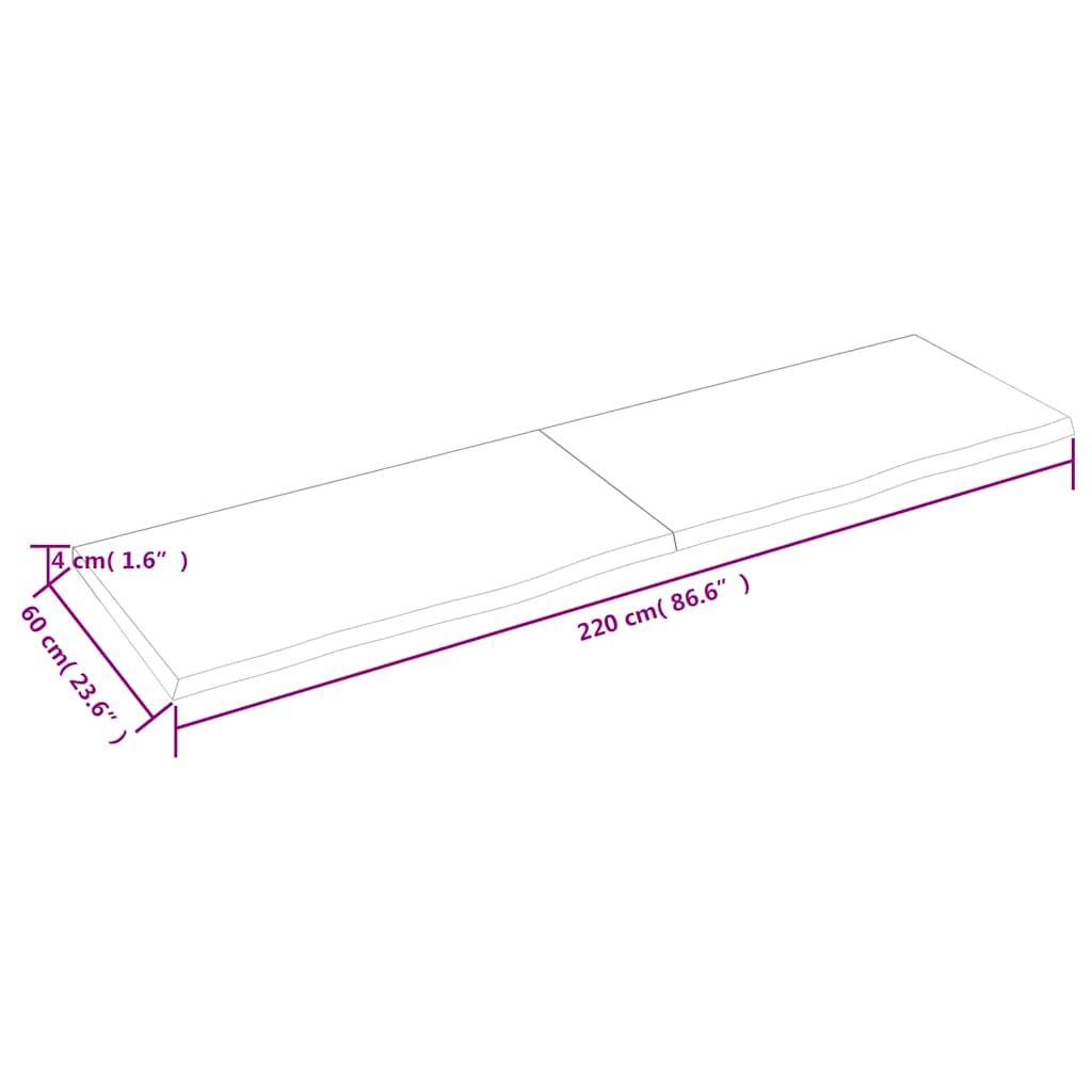 vidaXL Wandregal Dunkelbraun 220x60x(2-4)cm Massivholz Eiche Behandelt