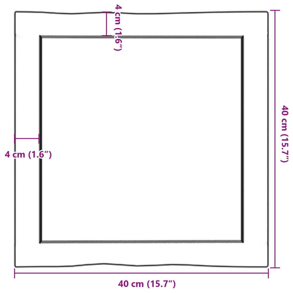 vidaXL Tischplatte 40x40x(2-4) cm Massivholz Unbehandelt Baumkante