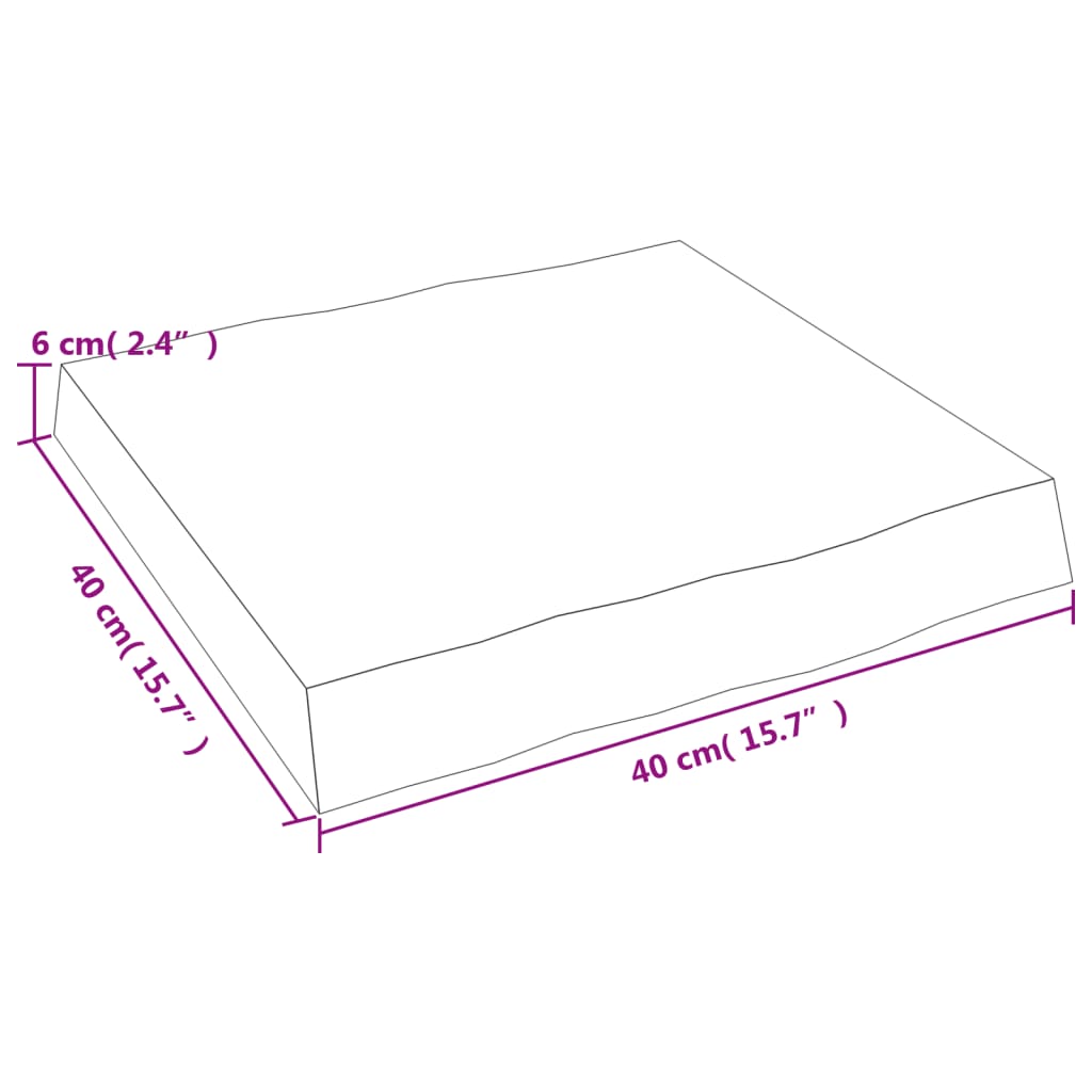 vidaXL Tischplatte 40x40x(2-6) cm Massivholz Unbehandelt Baumkante