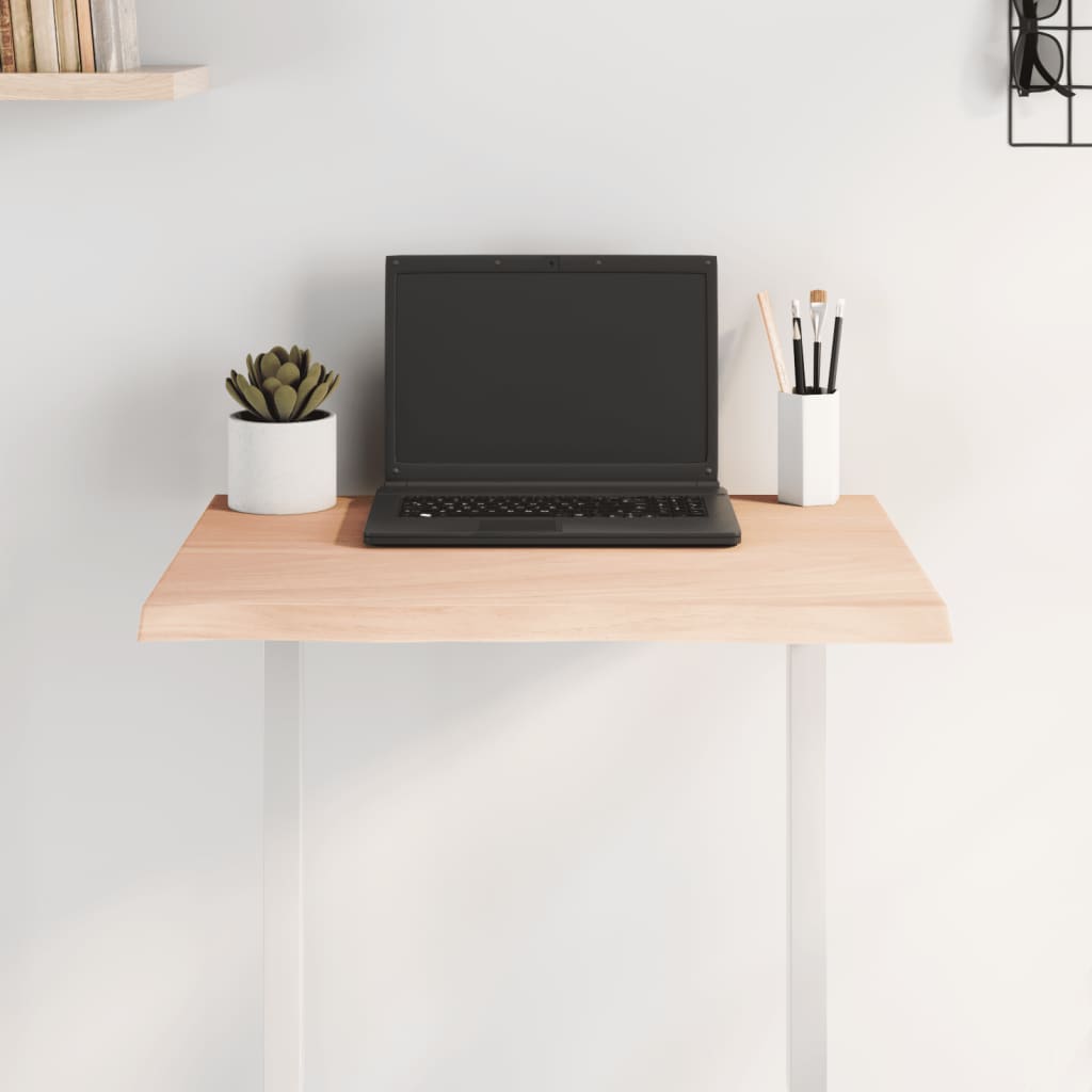 vidaXL Tischplatte 60x40x2 cm Massivholz Eiche Unbehandelt Baumkante