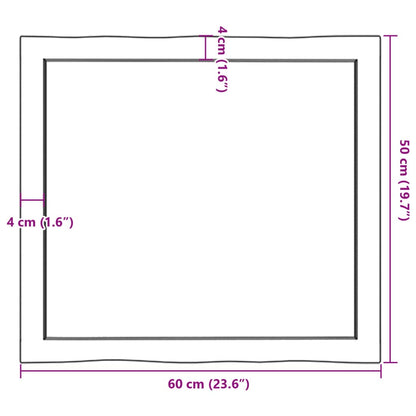 vidaXL Tischplatte 60x50x(2-6) cm Massivholz Unbehandelt Baumkante