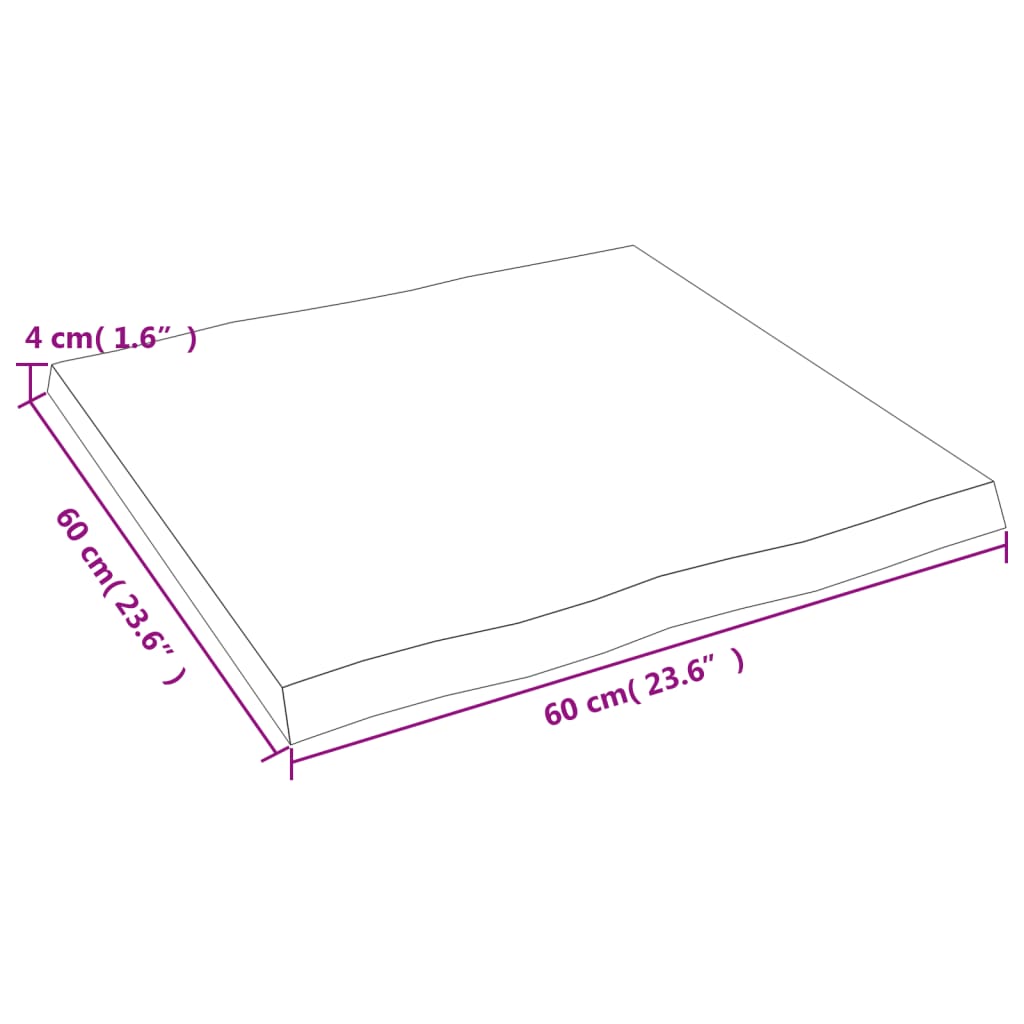 vidaXL Tischplatte 60x60x(2-4) cm Massivholz Unbehandelt Baumkante