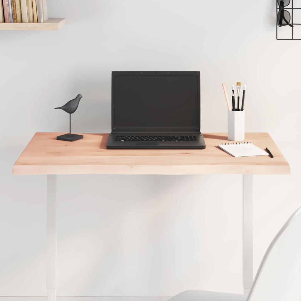 vidaXL Tischplatte 80x40x2 cm Massivholz Eiche Unbehandelt Baumkante