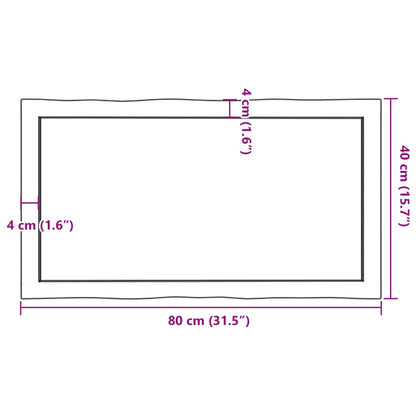 vidaXL Tischplatte 80x40x(2-4) cm Massivholz Unbehandelt Baumkante