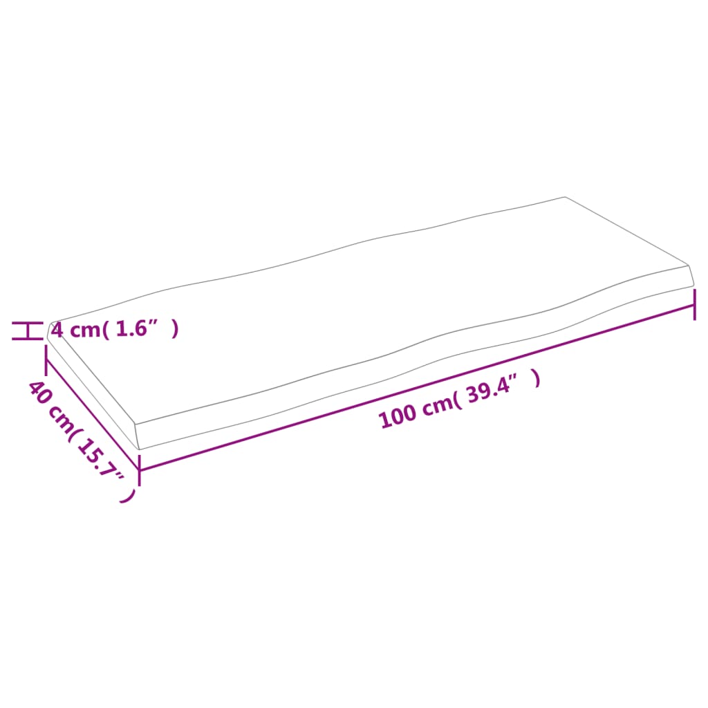 vidaXL Tischplatte 100x40x(2-4) cm Massivholz Unbehandelt Baumkante