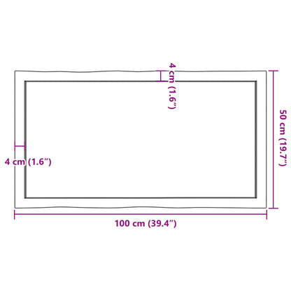 vidaXL Tischplatte 100x50x(2-4) cm Massivholz Unbehandelt Baumkante