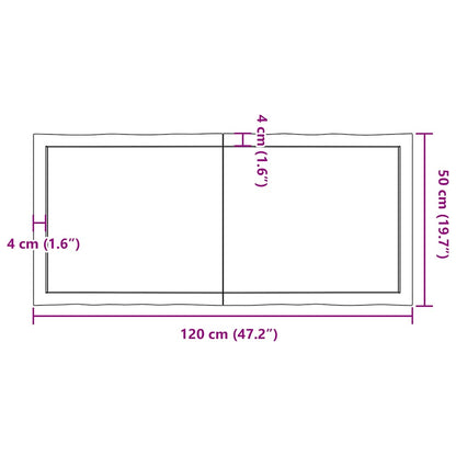 vidaXL Tischplatte 120x50x(2-6) cm Massivholz Unbehandelt Baumkante