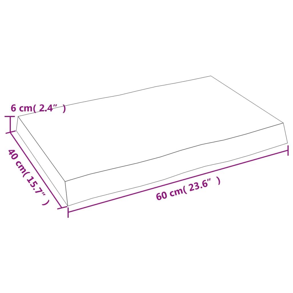vidaXL Tischplatte 60x40x(2-6) cm Massivholz Behandelt Baumkante