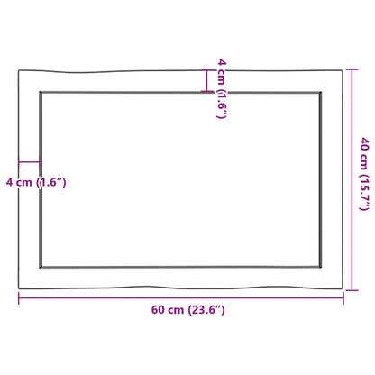 vidaXL Tischplatte 60x40x(2-6) cm Massivholz Behandelt Baumkante