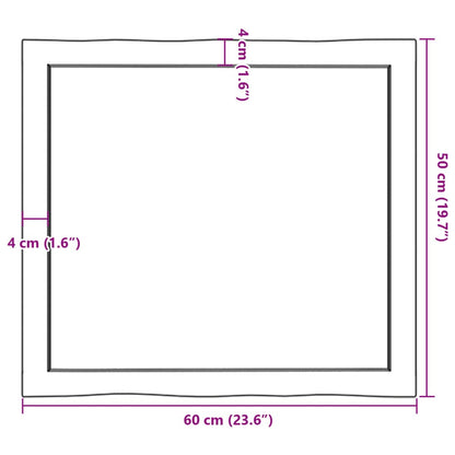 vidaXL Tischplatte 60x50x(2-4) cm Massivholz Behandelt Baumkante