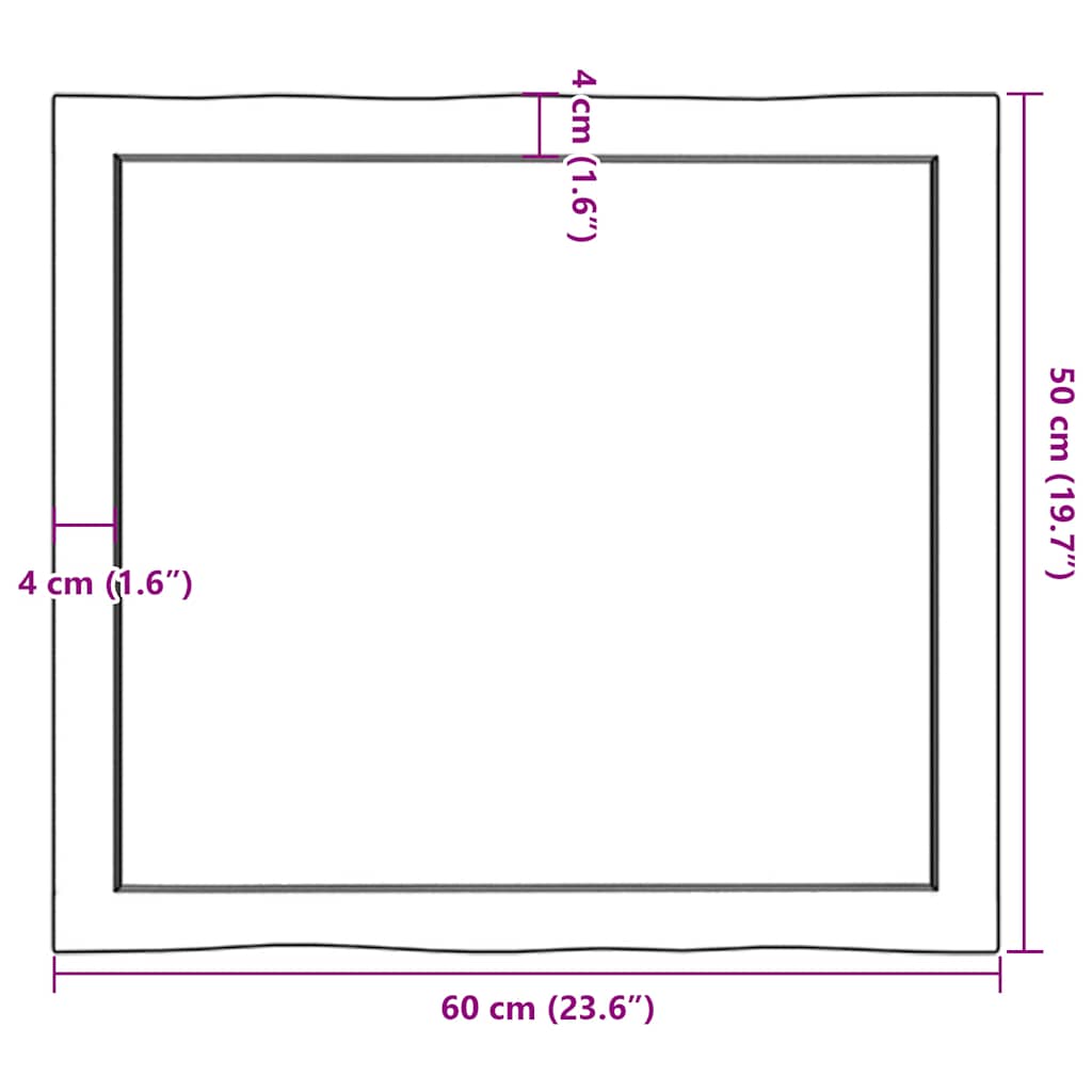 vidaXL Tischplatte 60x50x(2-6) cm Massivholz Behandelt Baumkante