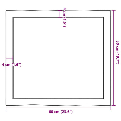 vidaXL Tischplatte 60x50x(2-6) cm Massivholz Behandelt Baumkante
