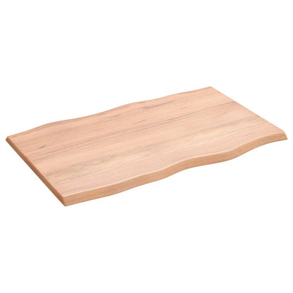 vidaXL Plateau de table 80x50x2 cm en chêne massif traité avec bord naturel