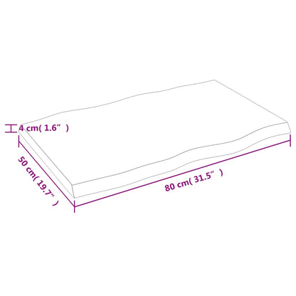 vidaXL Plateau de table 80x50x(2-4) cm bois massif traité avec bord naturel