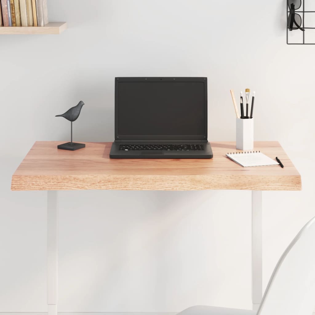 vidaXL Plateau de table 80x50x(2-4) cm bois massif traité avec bord naturel