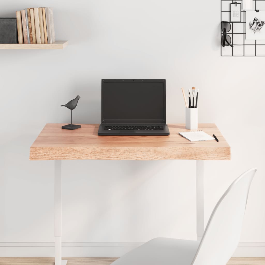vidaXL Plateau de table 80x50x(2-6) cm Bois massif traité Bords naturels