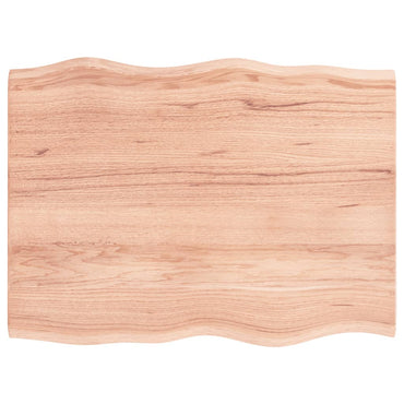 vidaXL Plateau de table 80x60x2 cm en chêne massif traité, bords naturels