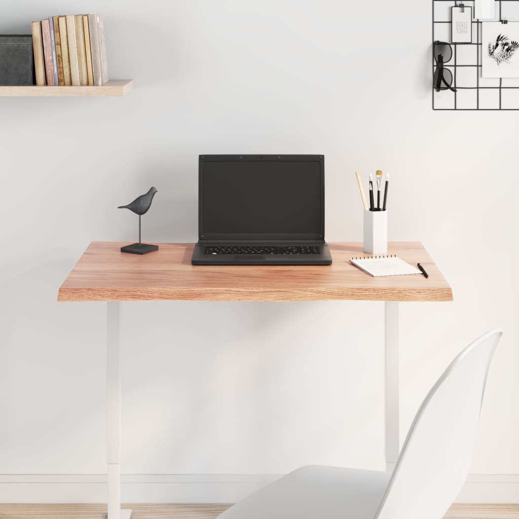 vidaXL Plateau de table 80x60x2 cm en chêne massif traité, bords naturels