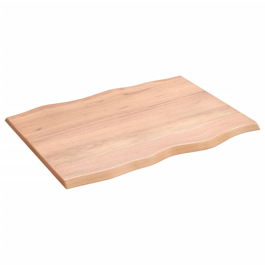 vidaXL Plateau de table 80x60x2 cm en chêne massif traité, bords naturels